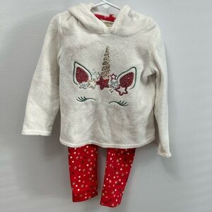 Cynthia Rowley Cream and Red Unicorn Kids Matching Set